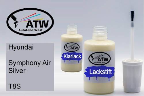 Hyundai, Symphony Air Silver, T8S: 20ml Lackstift + 20ml Klarlack - Set, von ATW Autoteile West.